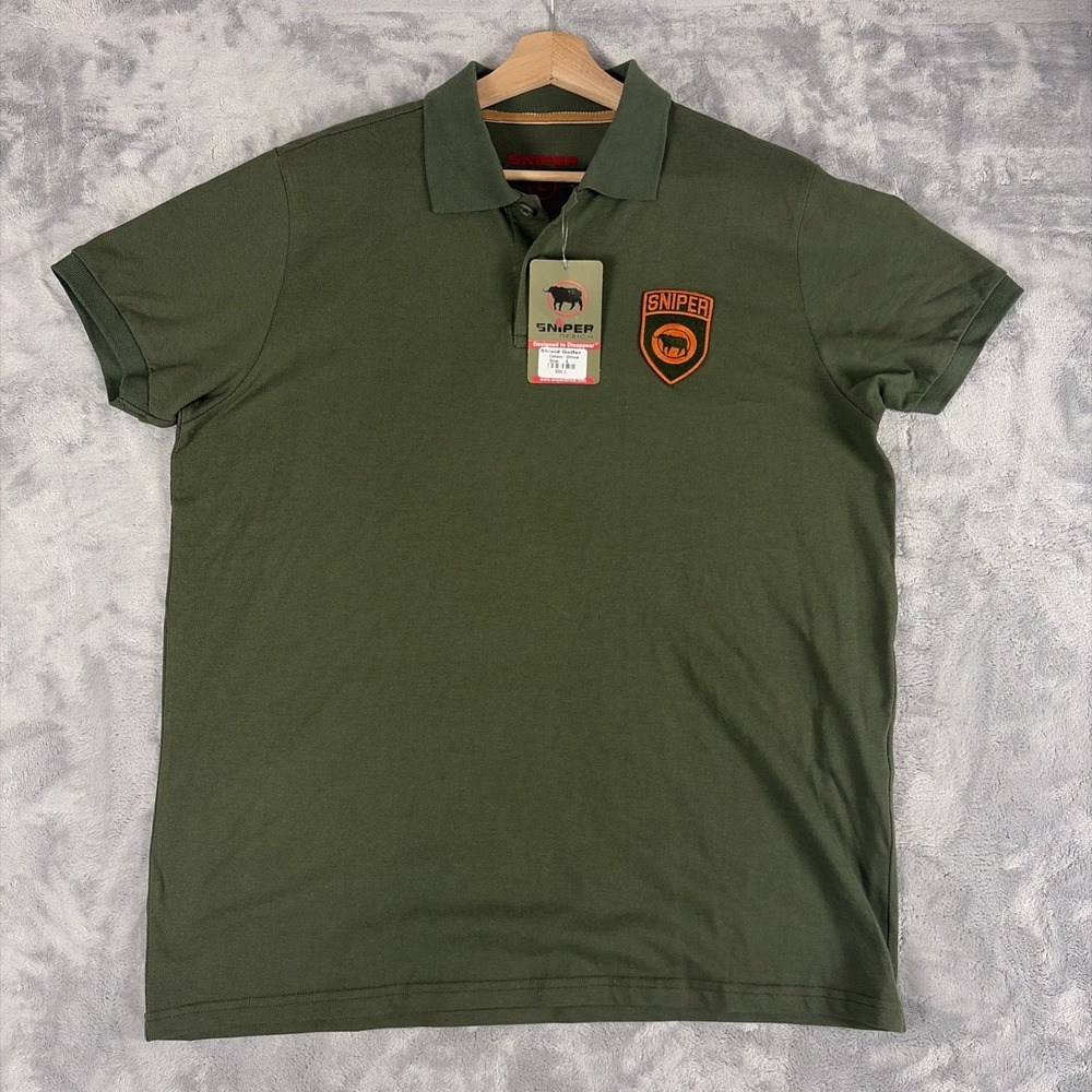 ZZZ Sniper Africa Shield Golfer Polo Green Mens Size Large NWT